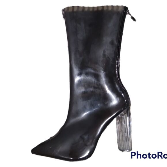 Dark grey clear perspex dress rain boots 8 1/2 - Picture 9 of 11